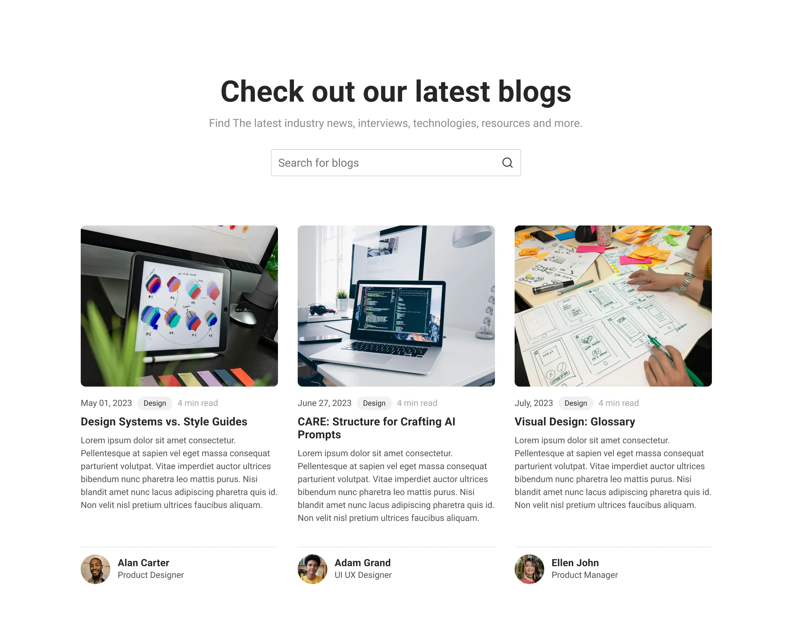 Three Column Blog - Web Light Mode